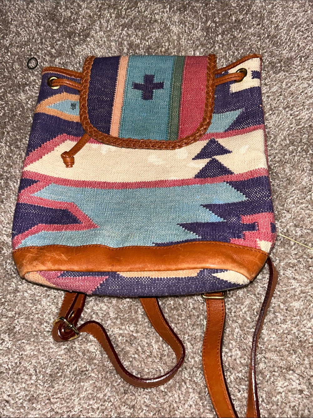 Boho Aztec Drawstring Backpack - Multi Color